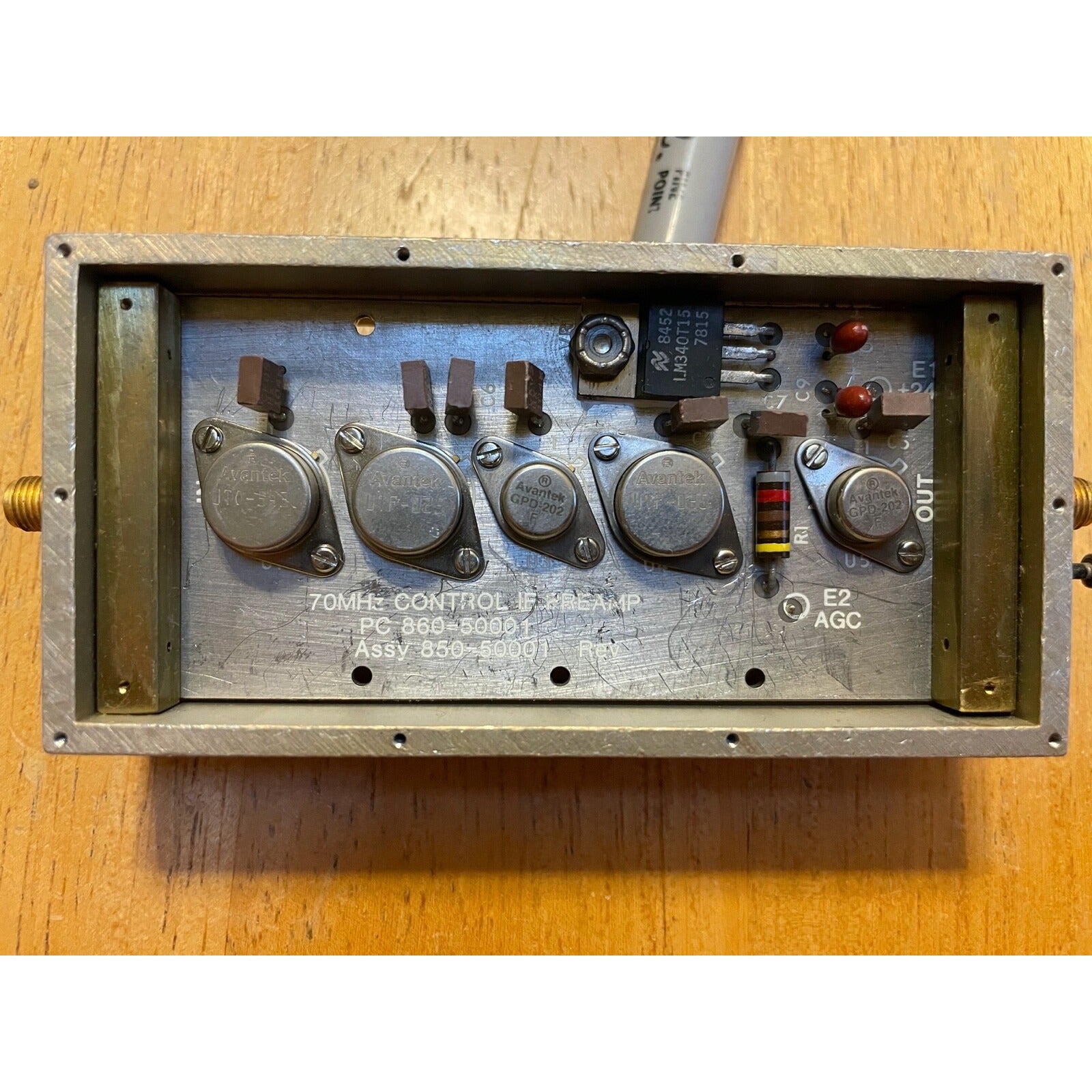 PC 860-50001 Control Box 70MHz internal view with product markings