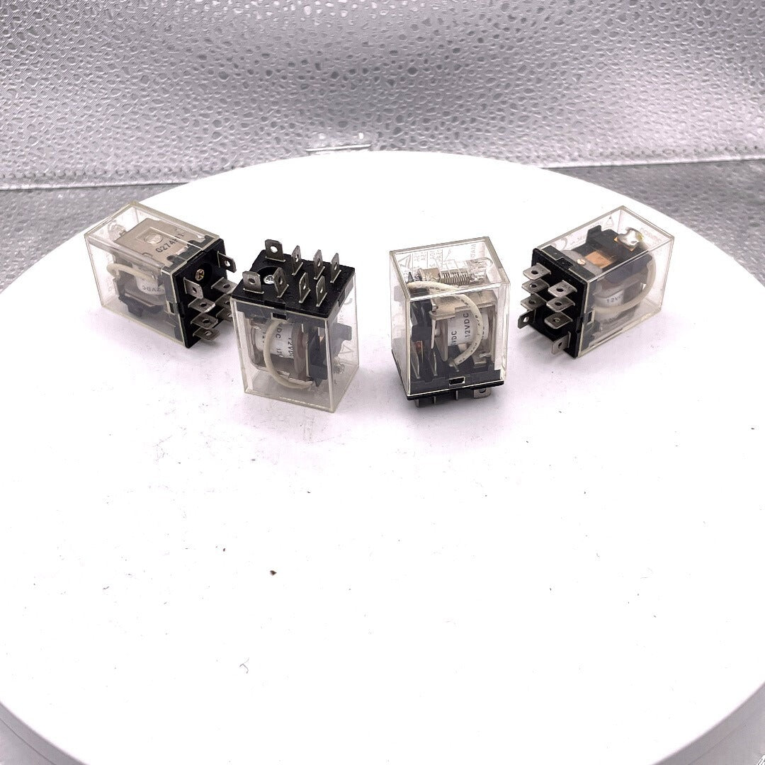 OMRON General Purpose Relay: 8 Pins - Relay, SPDT, 15A @ 120V, 15A @ 24V, 24V AC (4 Pack) top, side and bottom views