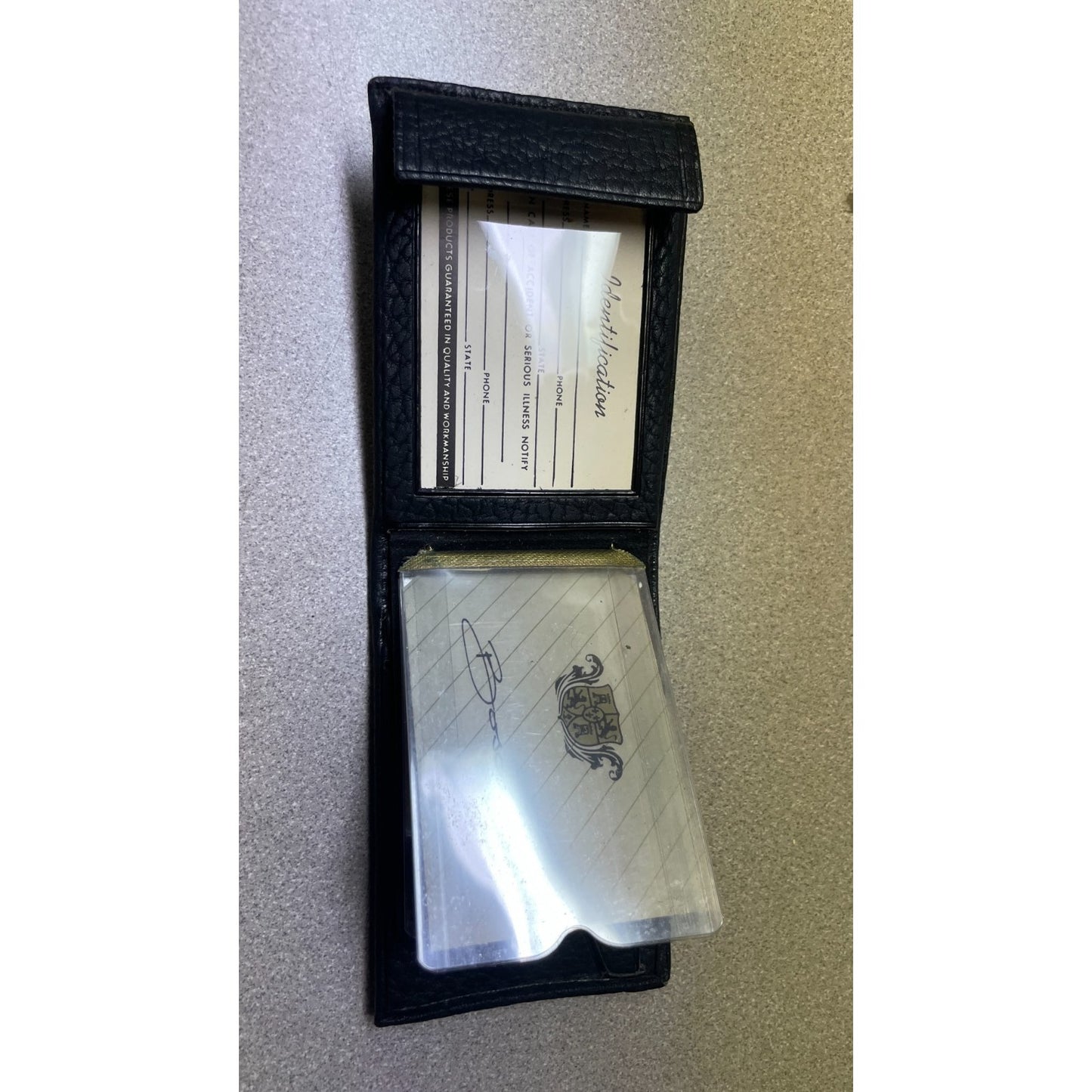 Black Angus by Bosca Wallet inside view with card slots and ID slot