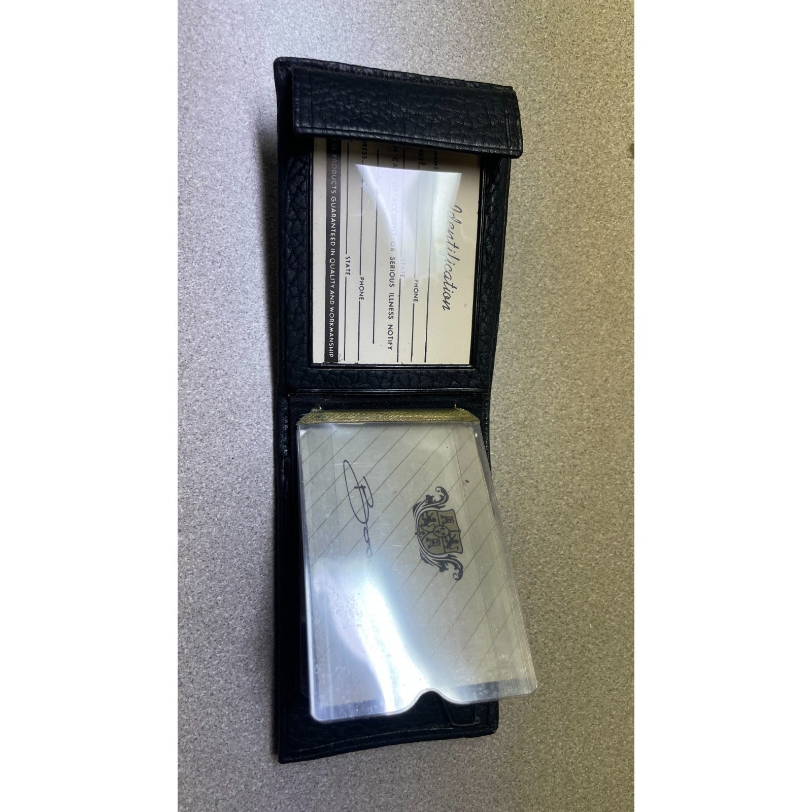 Black Angus by Bosca Wallet inside view with card slots and ID slot