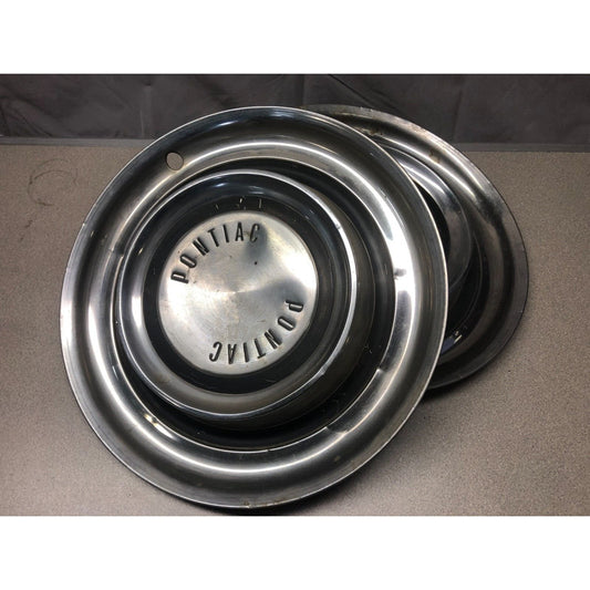Pair 1958 Pontiac Hub Cap Wheel Cover 14in front view