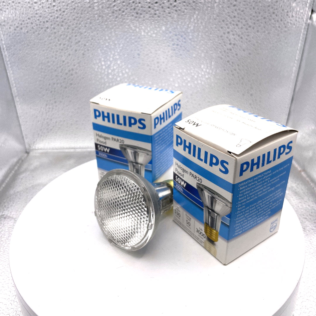 Philips Halogen PAR20 Flood Light Bulb 50W 3000h 120V Lot of 2 Bulbs