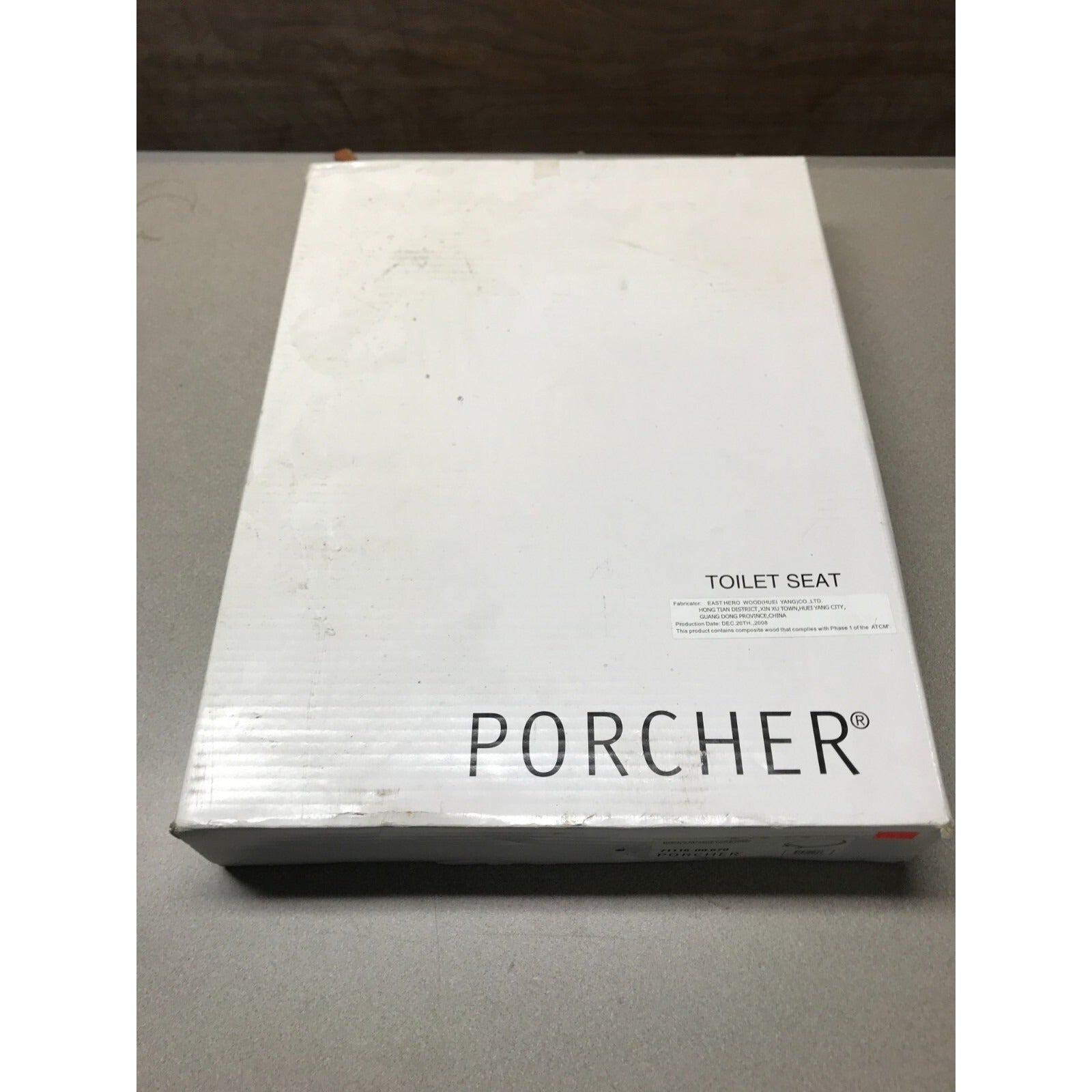 Porcher Elongated Wood Toilet Seat Slow Close, 71115-00.670, Natural Cherry box