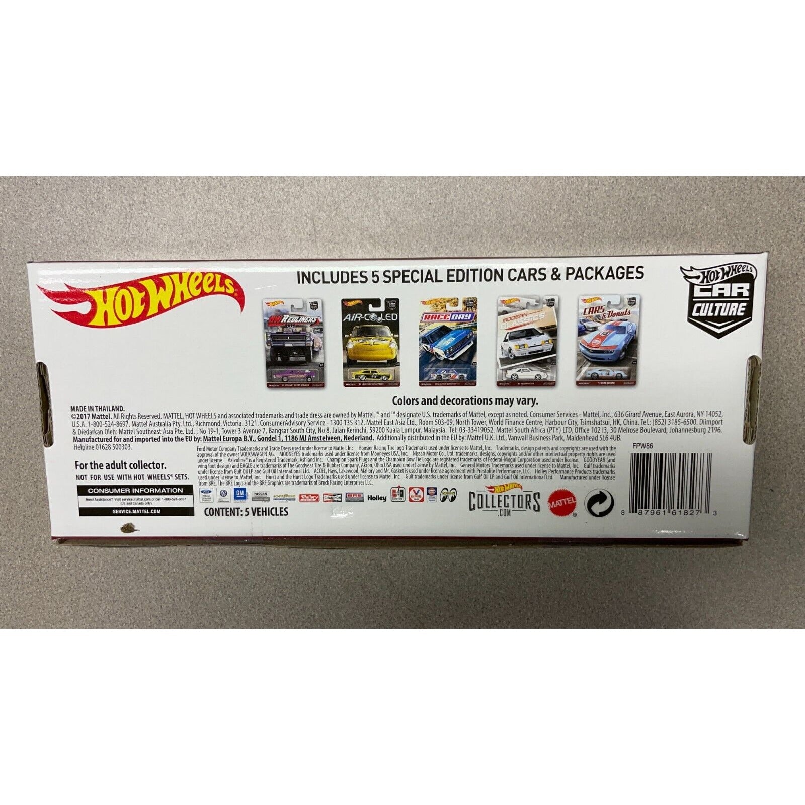 Hot Wheels 2017 Car Culture Premium Boxed Set, 5-Cars Included, FPW86 set details