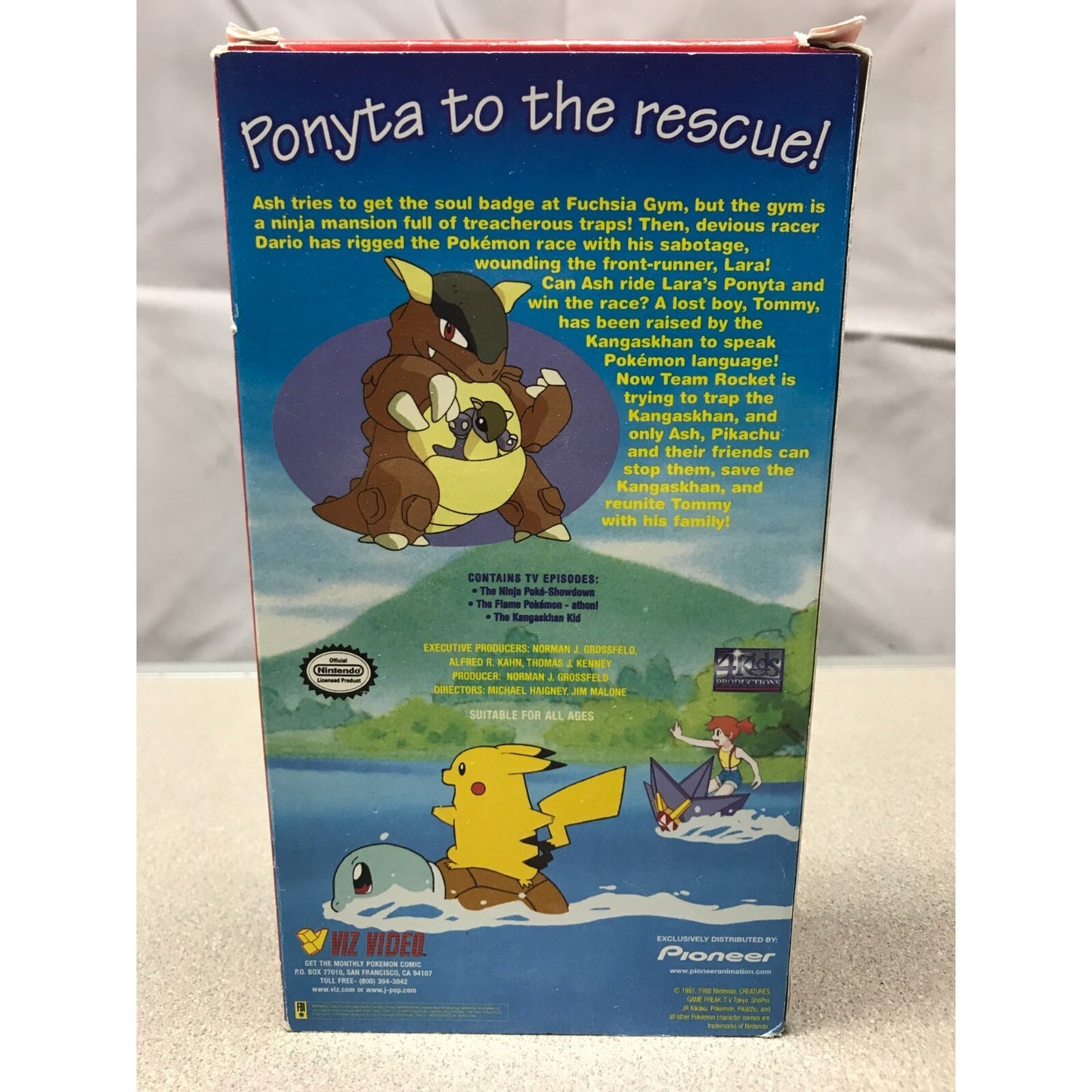 Pokemon VHS Set Includes: The Great Race,  back of case item details