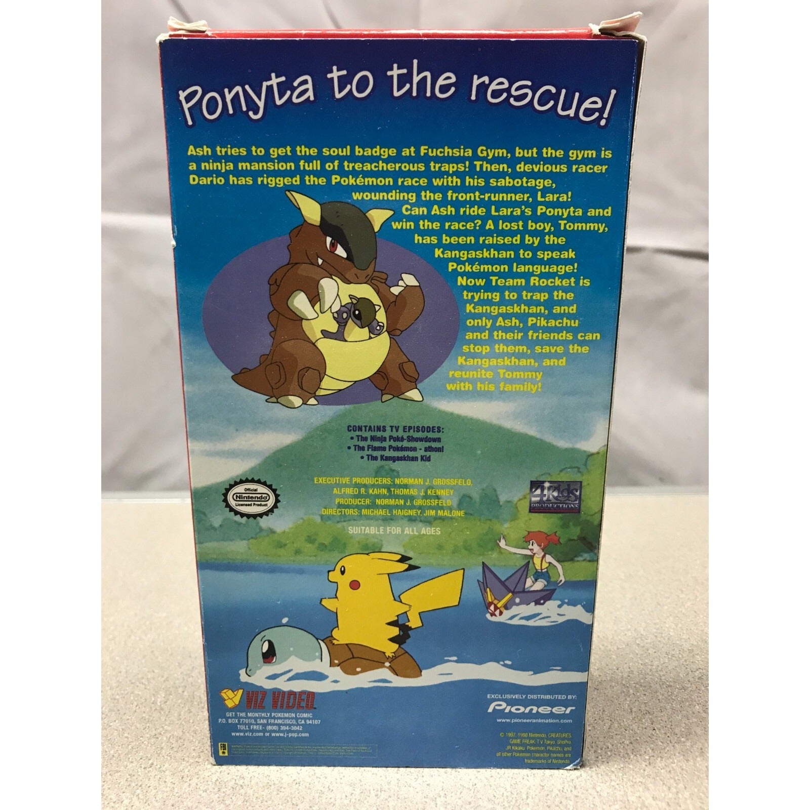 Pokemon VHS Set Includes: The Great Race,  back of case item details