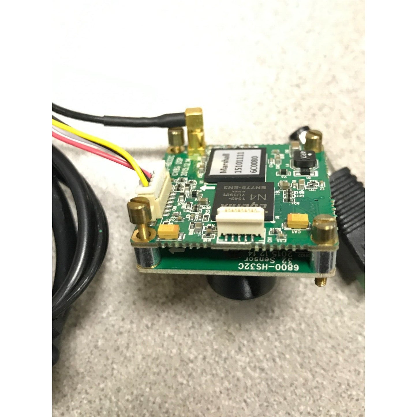 Marshall Electronics Full HD Color Board Camera with Cable V-12928-2MP closeup of circuit board