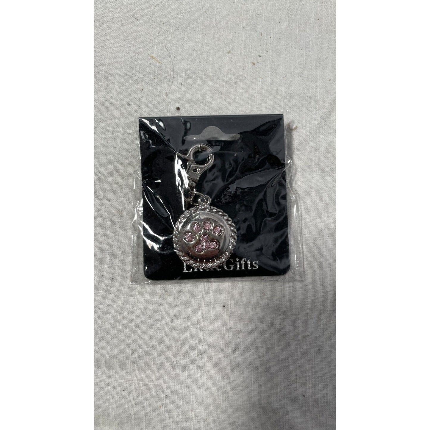 Dog Paw Keychain, Pink and Silver