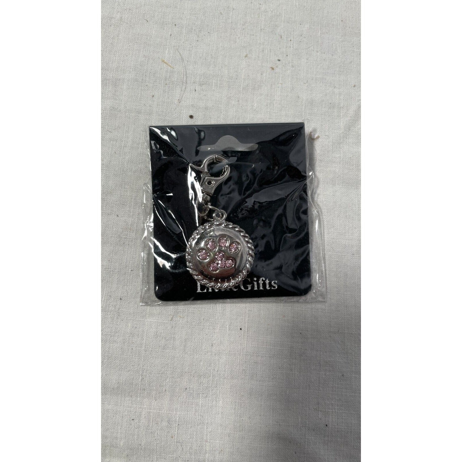 Dog Paw Keychain, Pink and Silver