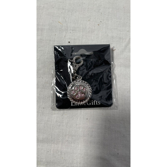 Dog Paw Keychain, Pink and Silver