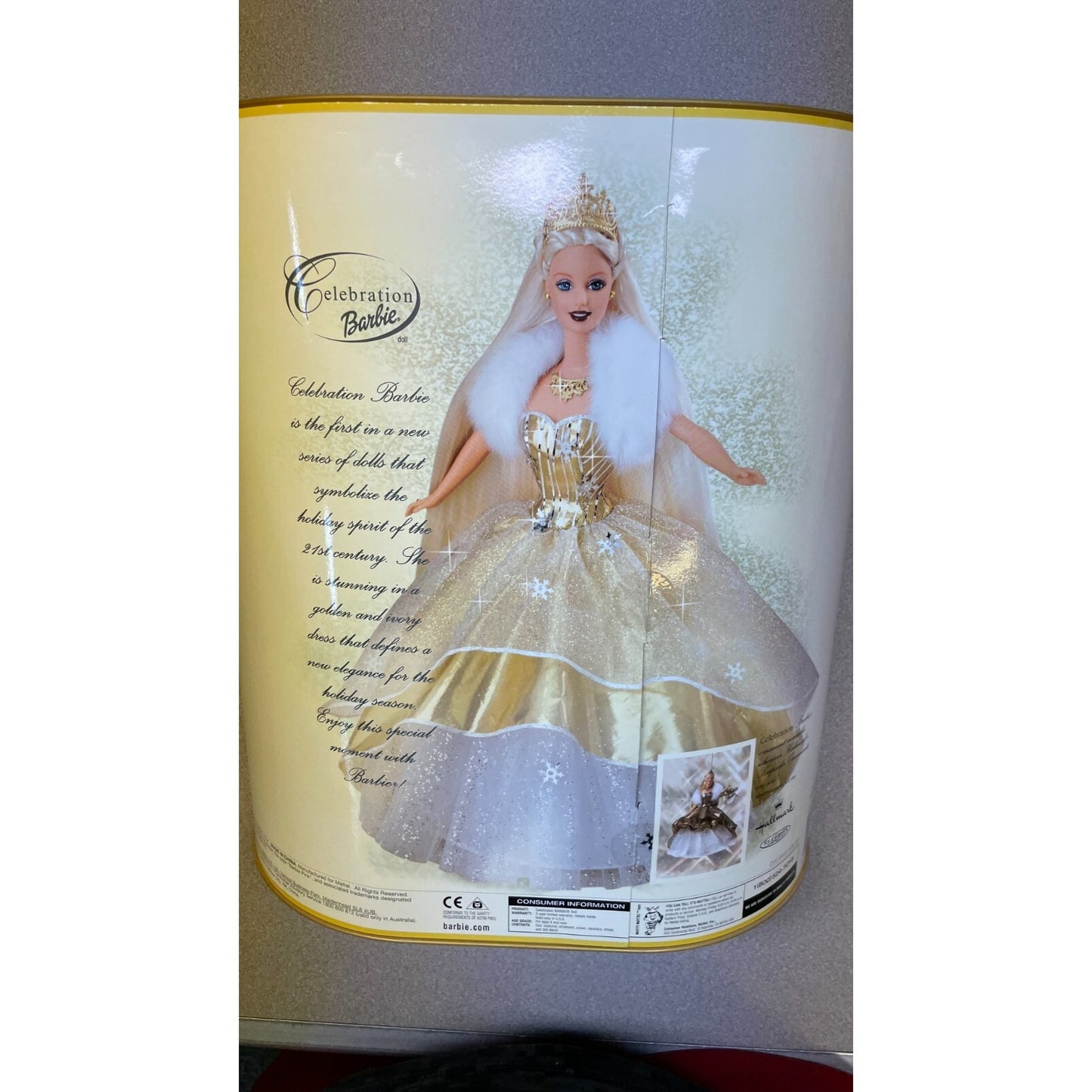 Celebration Barbie Doll Special 2000 Edition, Mattel 28269 back of box item detail, story
