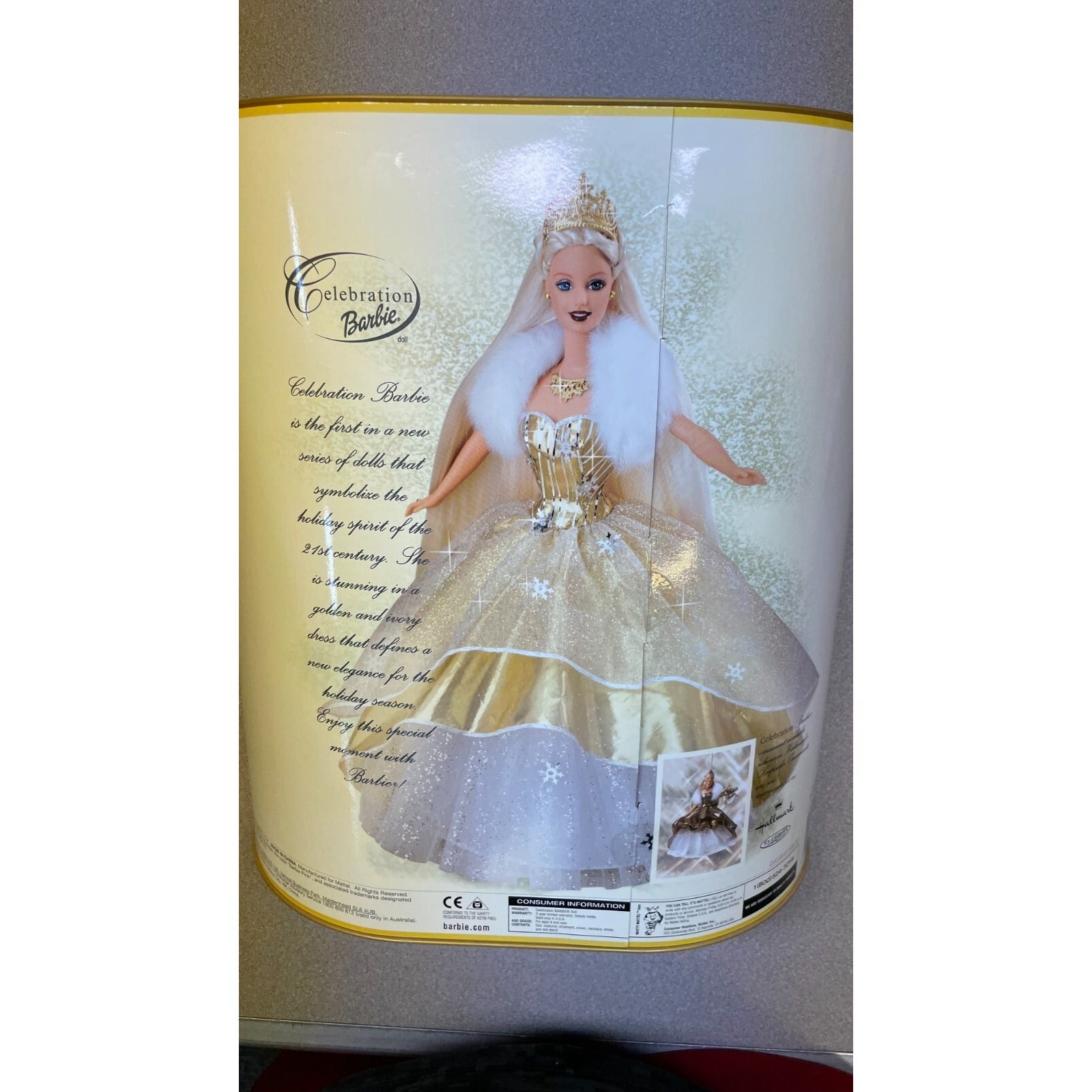 Celebration Barbie Doll Special 2000 Edition, Mattel 28269 back of box item detail, story