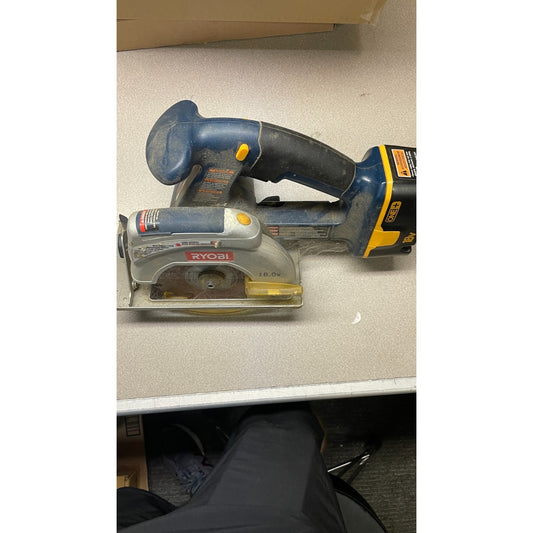 RYOBI 18 volt Cordless Circular Saw top and side view of saw