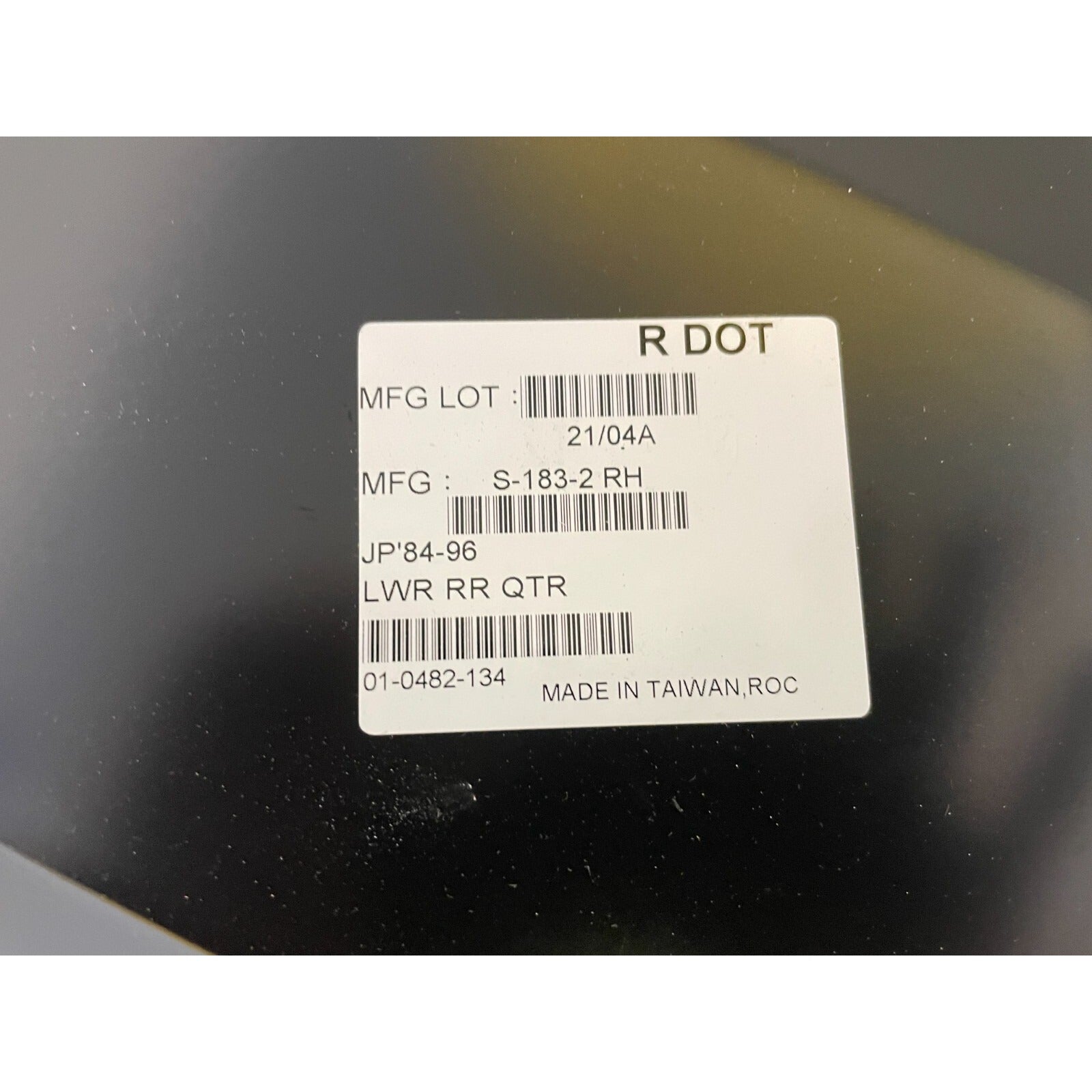 0482-134 R Key Parts Quarter Panel Rear Passenger Right Side Lower New RH Hand product label closeup