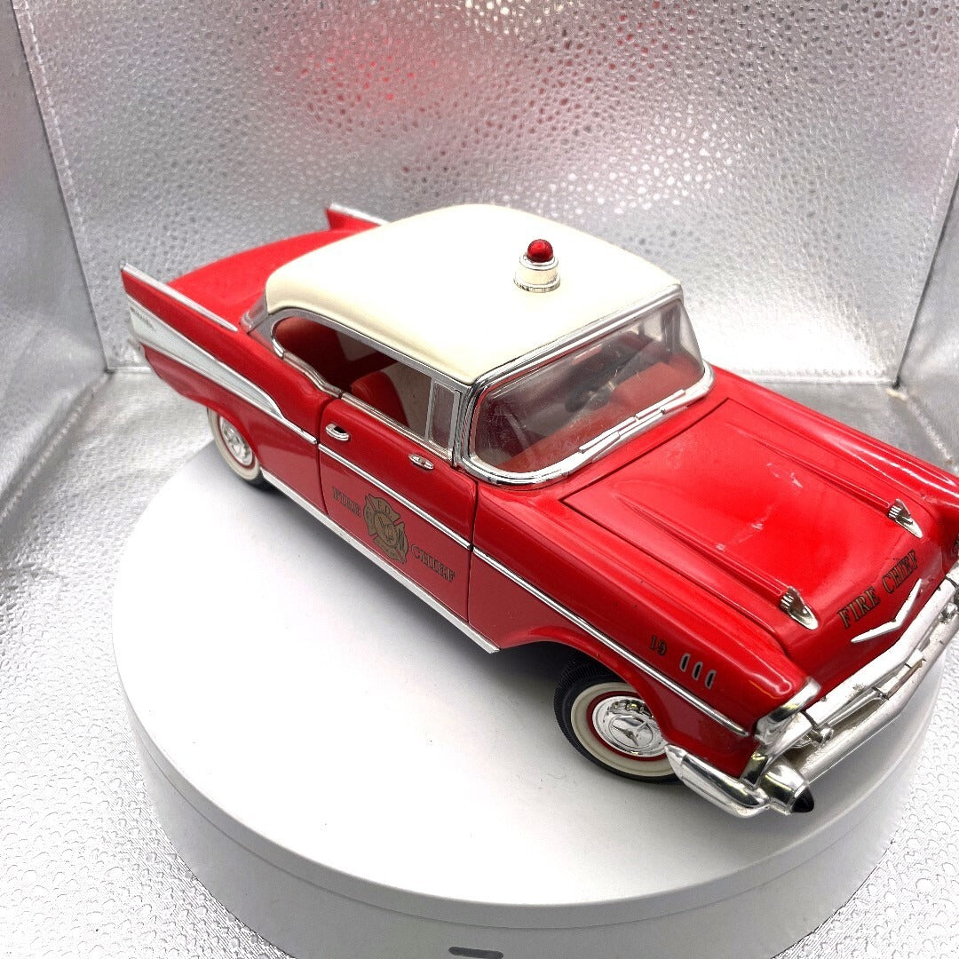 Road Legends 57 Chevrolet Bel Air Red Fire Chief Die Cast, Scale: 1/18, No. 92108 passenger/front view