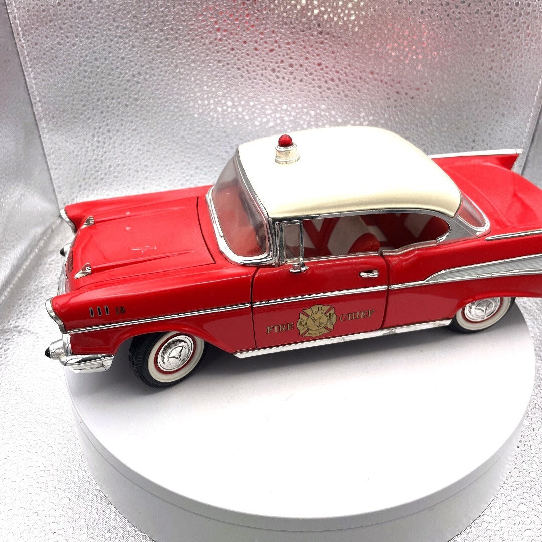 Road Legends 57 Chevrolet Bel Air Red Fire Chief Die Cast, Scale: 1/18, No. 92108 driver's side view