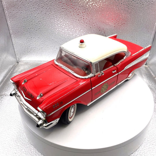 Road Legends 57 Chevrolet Bel Air Red Fire Chief Die Cast, Scale: 1/18, No. 92108 front/driver's side view