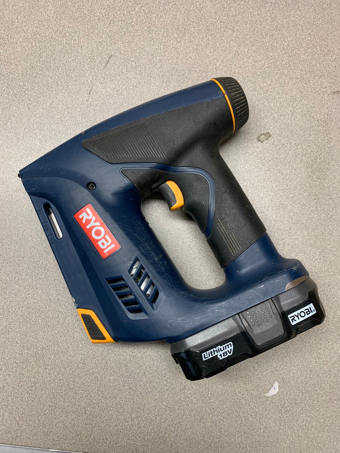 Ryobi Cordless Staple Gun P301 with Battery 18V Electric side view