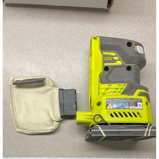 Ryobi P440 ONE+ 18v 1/4 Sheet Sander side view with dust bag attachment