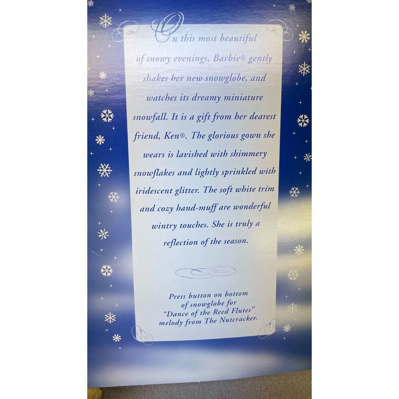 Special Edition Snow Sensation Barbie Doll, Mattel 23800 inside cover