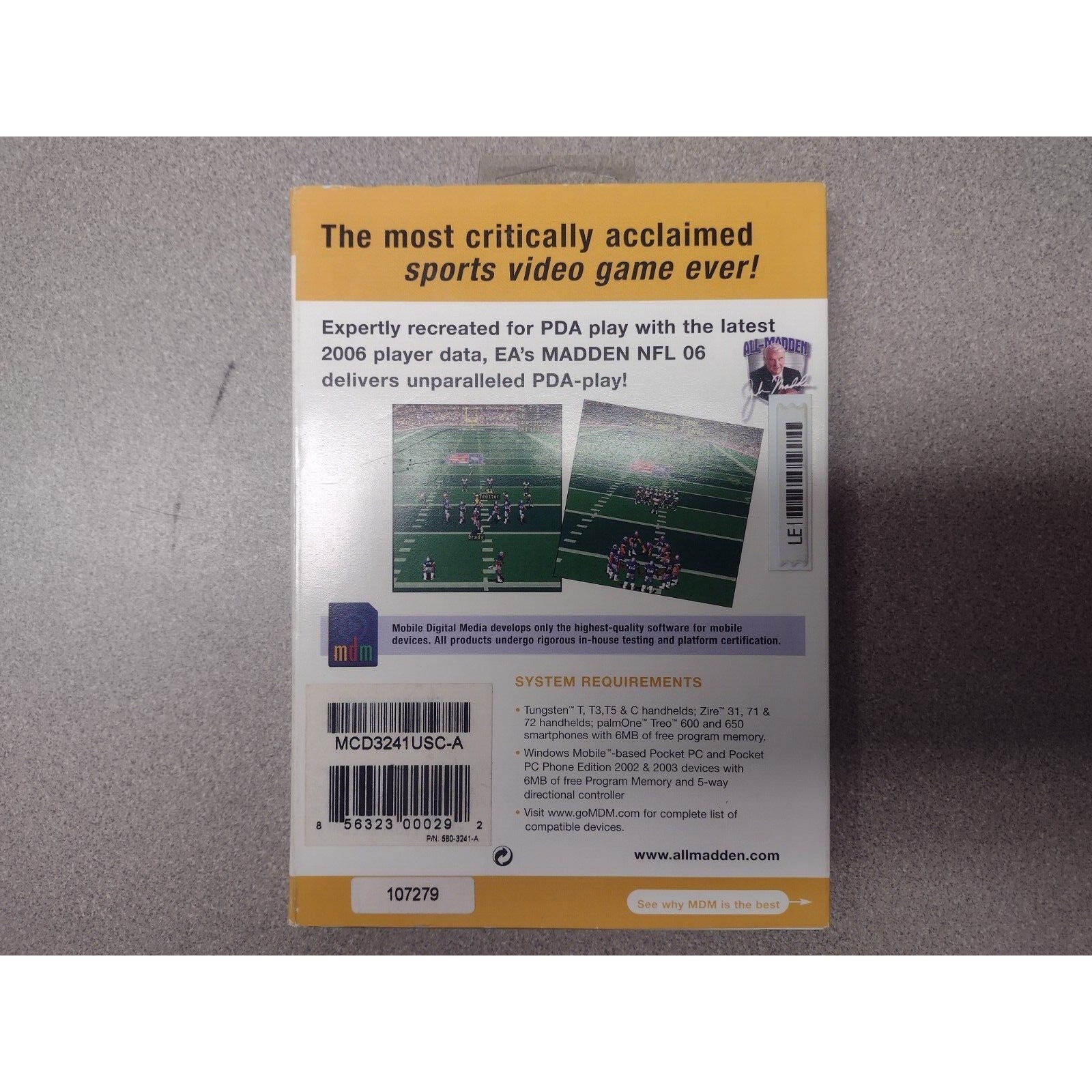 Madden NFL 06 MDM for Palm Pilot and Windows Mobiles- EA Sports
 back of package