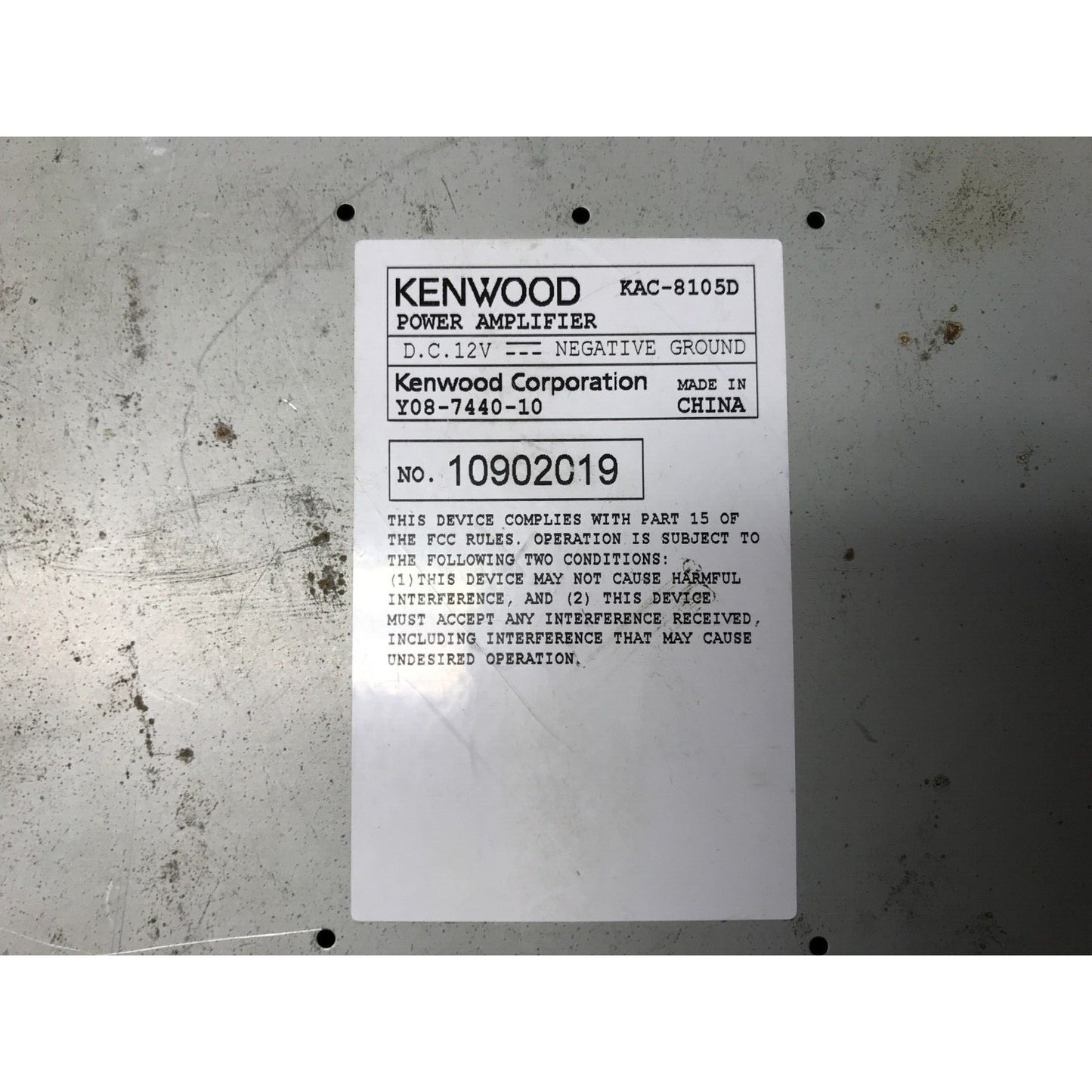 Kenwood KAC-8105D 300W-1000W Class D Mono Power Amplifier
 label