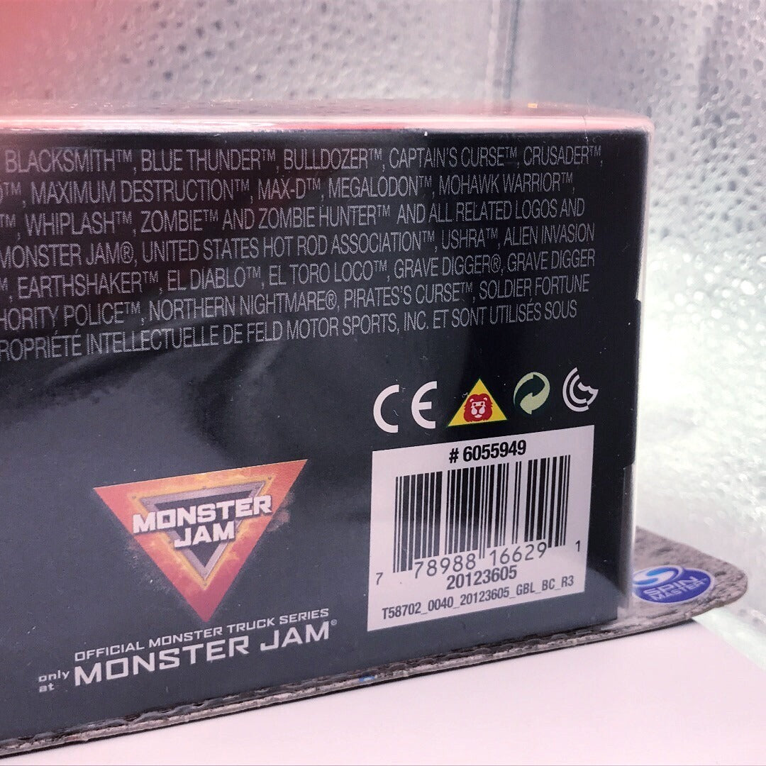 Monster Jam Color Change 2 Pack Megalodon and Octonder bottom of package closeup