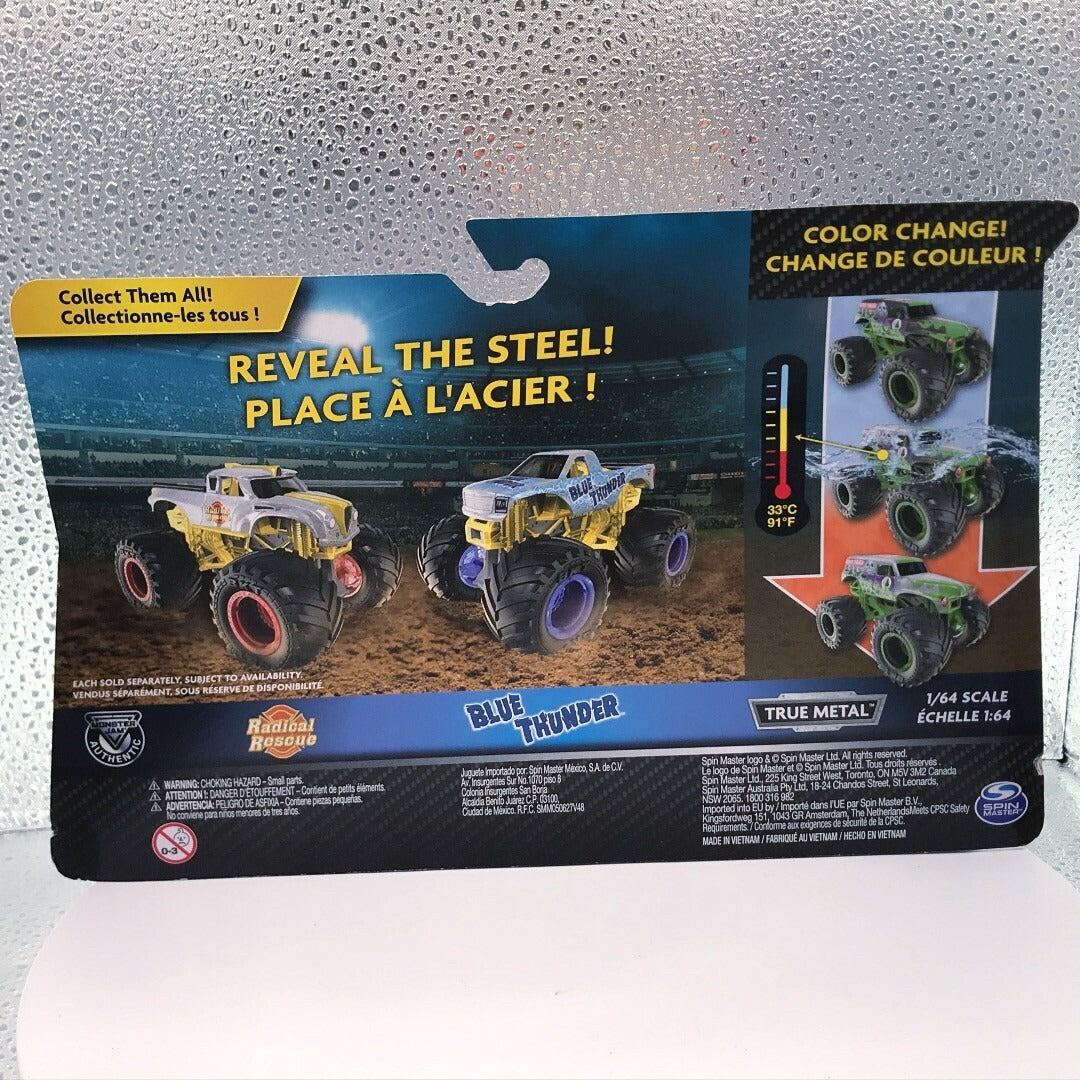 Monster Jam Color Change 2 Pack Megalodon and Octonder back of package item details