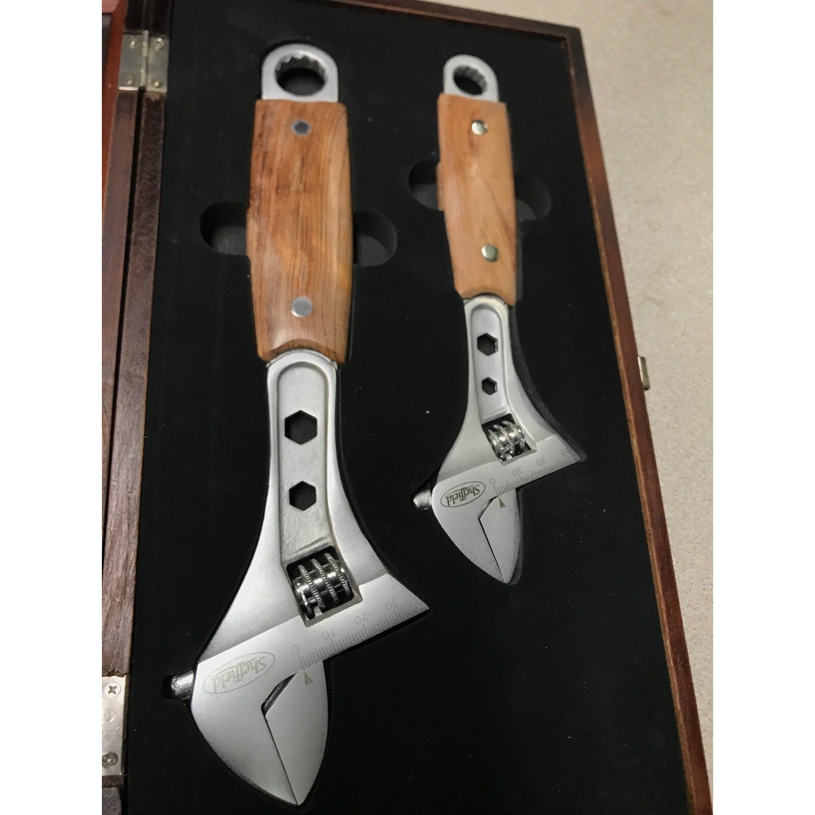 Sheffield Commemorative Wood Handle Adjustable Wrench Set of 2