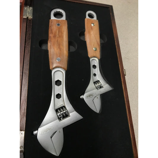 Sheffield Commemorative Wood Handle Adjustable Wrench Set of 2