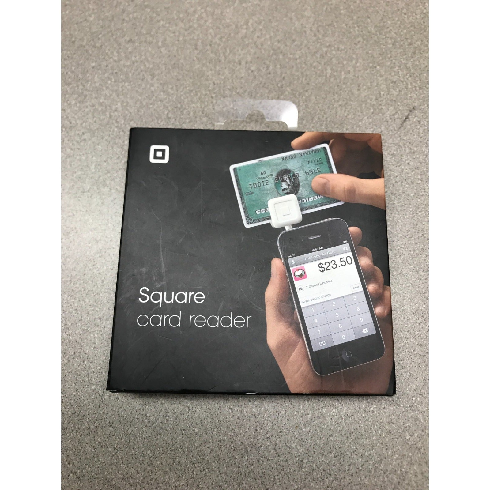 Square Card Reader Credit Card Device for Smartphone 3.5 Jack (1/8" AUX) front of box
