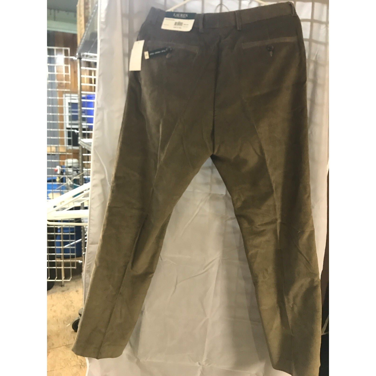 Ralph Lauren Flat Front Corduroy Pants 33x30 Men's Brown - New
 back view