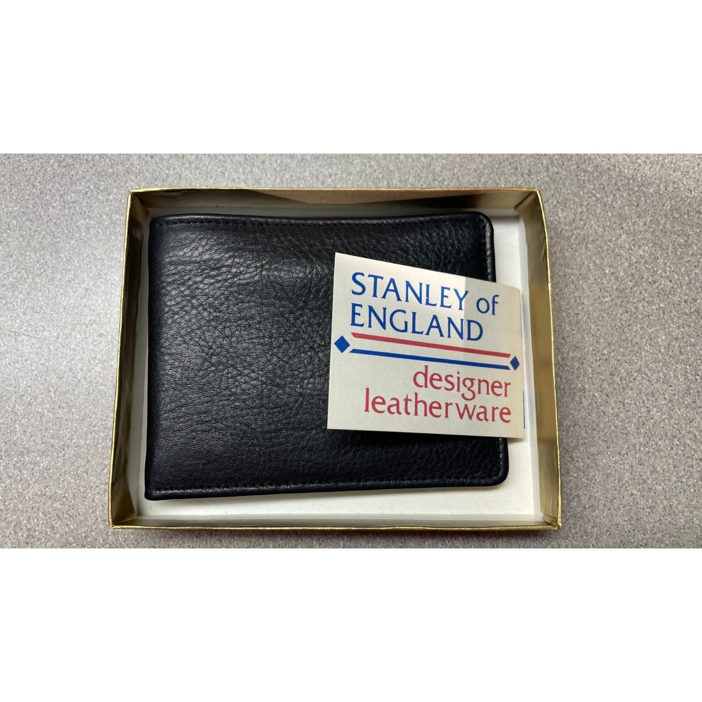 Stanley of England Black Dover Calf Leather Wallet in box with product tag