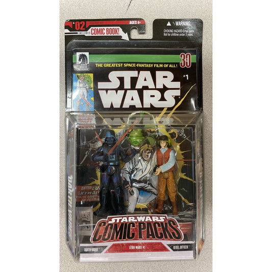 Star Wars Comic Two Pack Darth Vader Rebel Officer front of package displaying item