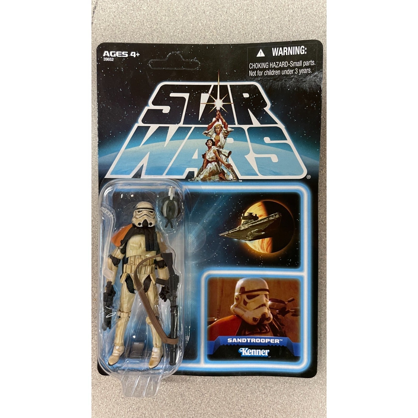 Star Wars Sandtrooper Figure front of package displaying SandTrooper