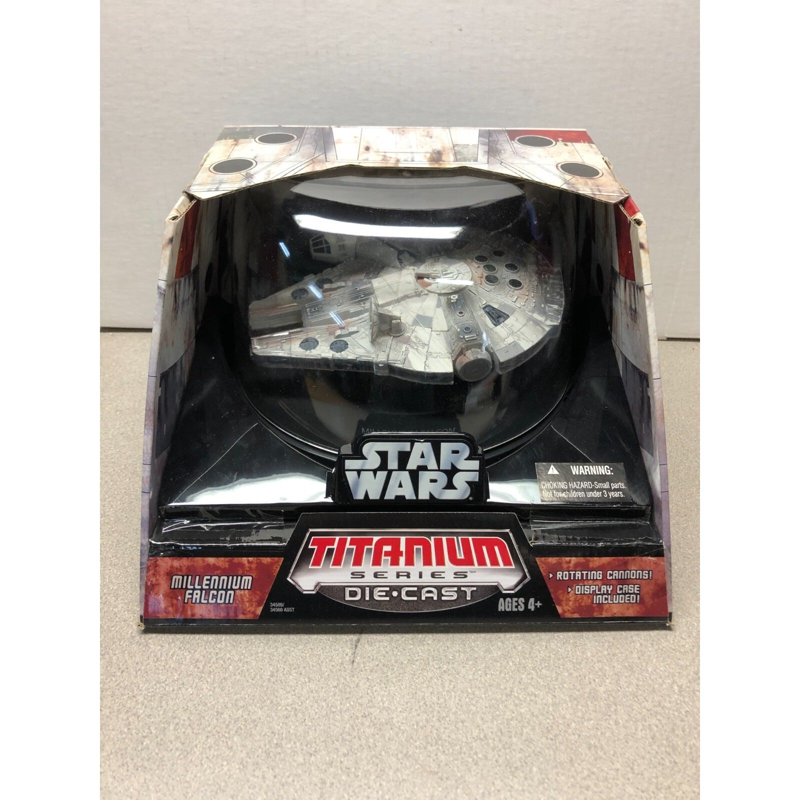 Star Wars Titanium Die Cast Millennium Falcon front view of package displaying item