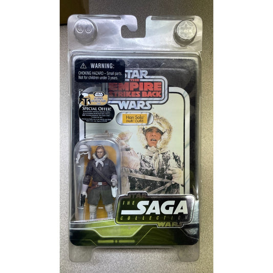 Star Wars the Saga Collection Han Solo (Hoth Outfit) Figure in package displaying item
