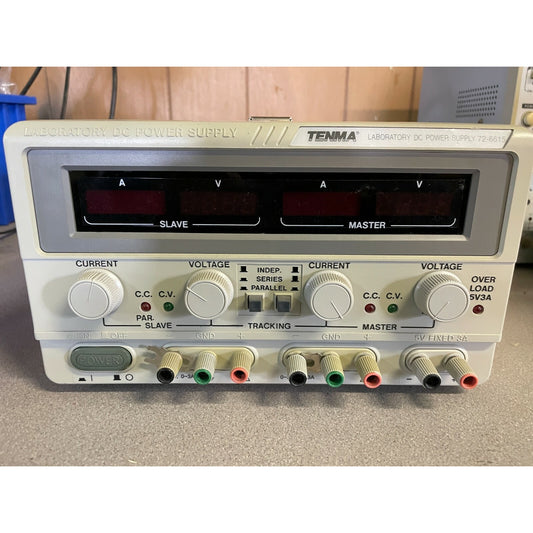 TENMA 72-6615 LABORATORY DC POWER SUPPLY 0-30 VOLT 3 OUTPUT front panel view