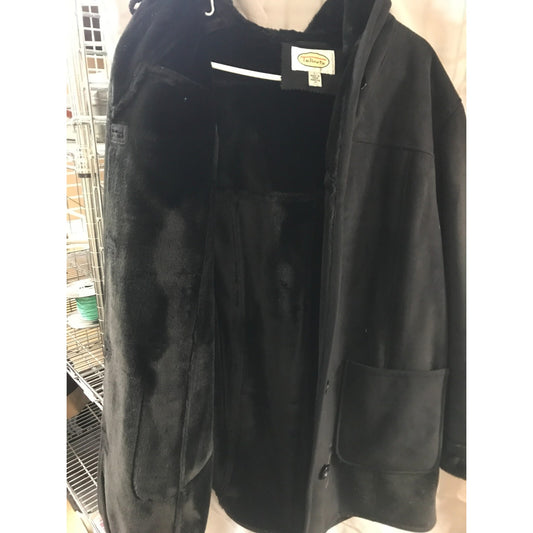 Talbots Faux Suede Hooded Coat with soft inner lining front view