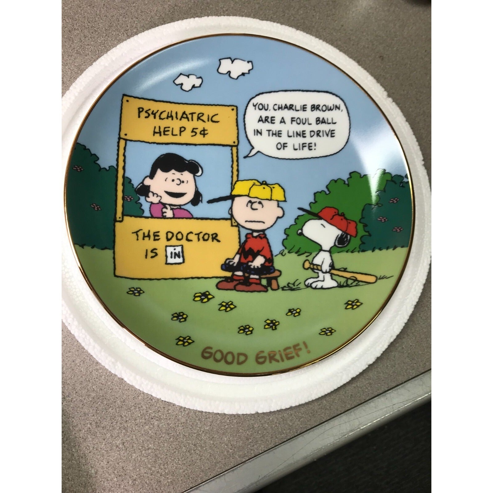 The Danbury Mint Peanuts Magical Moments Plates " "Good Grief!," Serial No. A4119 front of plate