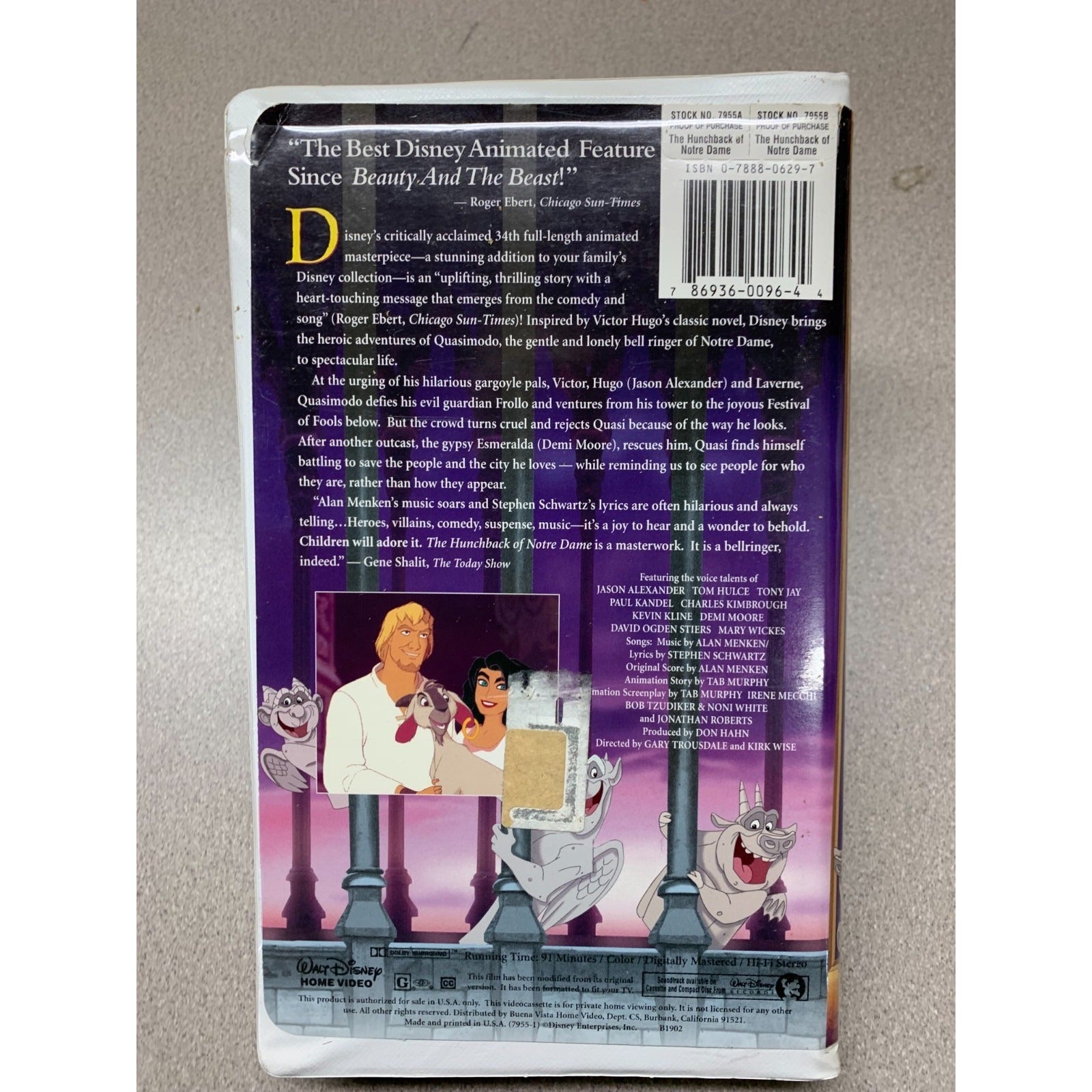 The Hunchback of Notre Dame 1 and 2 (Disney Movie VHS 1996 and 2002)
 back of first video