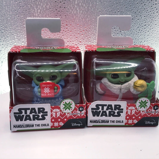 The Mandalorian the Child Christmas Set of 2 Figurines front of package displaying figurines