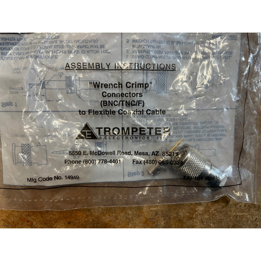 Trompeter Electronics BNC Wrench Crimp Connector in package