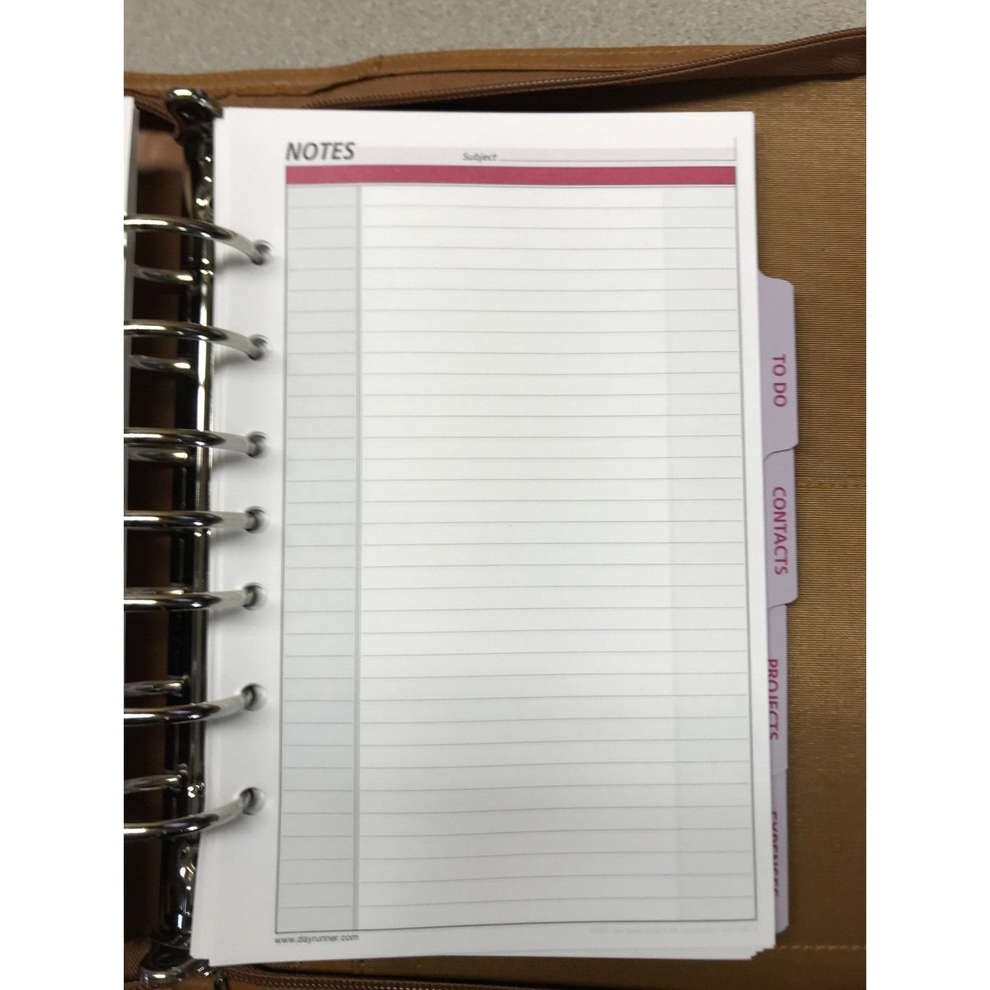 Day Runner Leather Case Phone Book, Contact List, Notes, To-do List, Project/Expense Report Notes page view