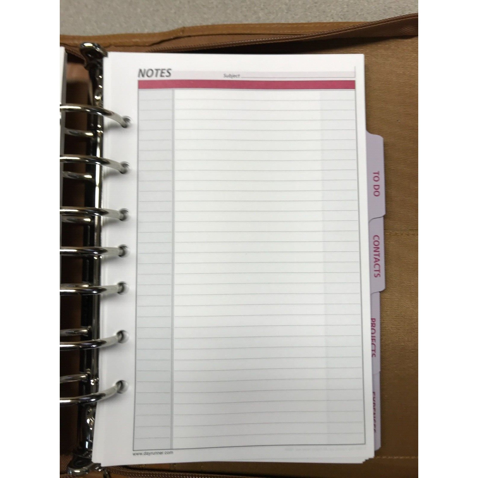 Day Runner Leather Case Phone Book, Contact List, Notes, To-do List, Project/Expense Report Notes page view