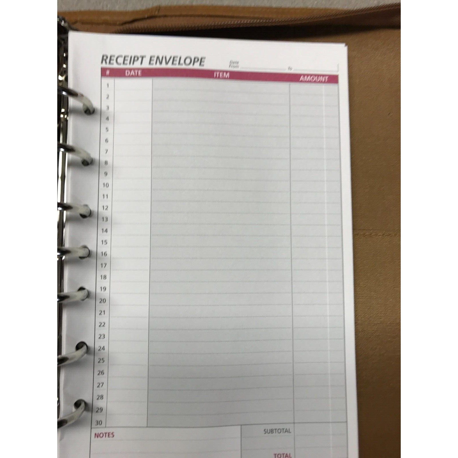 Day Runner Leather Case Phone Book, Contact List, Notes, To-do List, Project/Expense Report Receipt Envelope page view