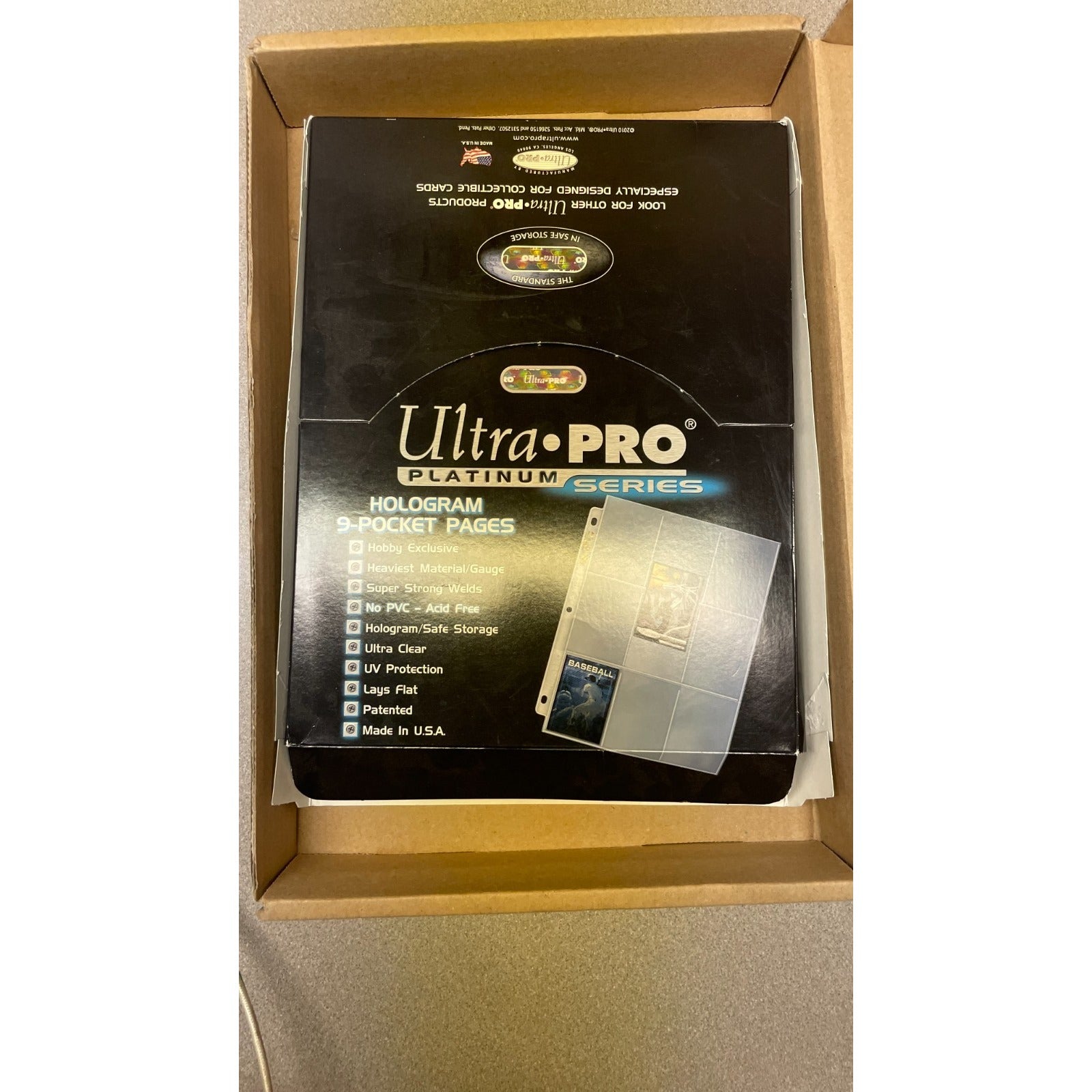 Ultra-Pro Platinum Series Clear Pocket Sleeves front of package displaying item details in box