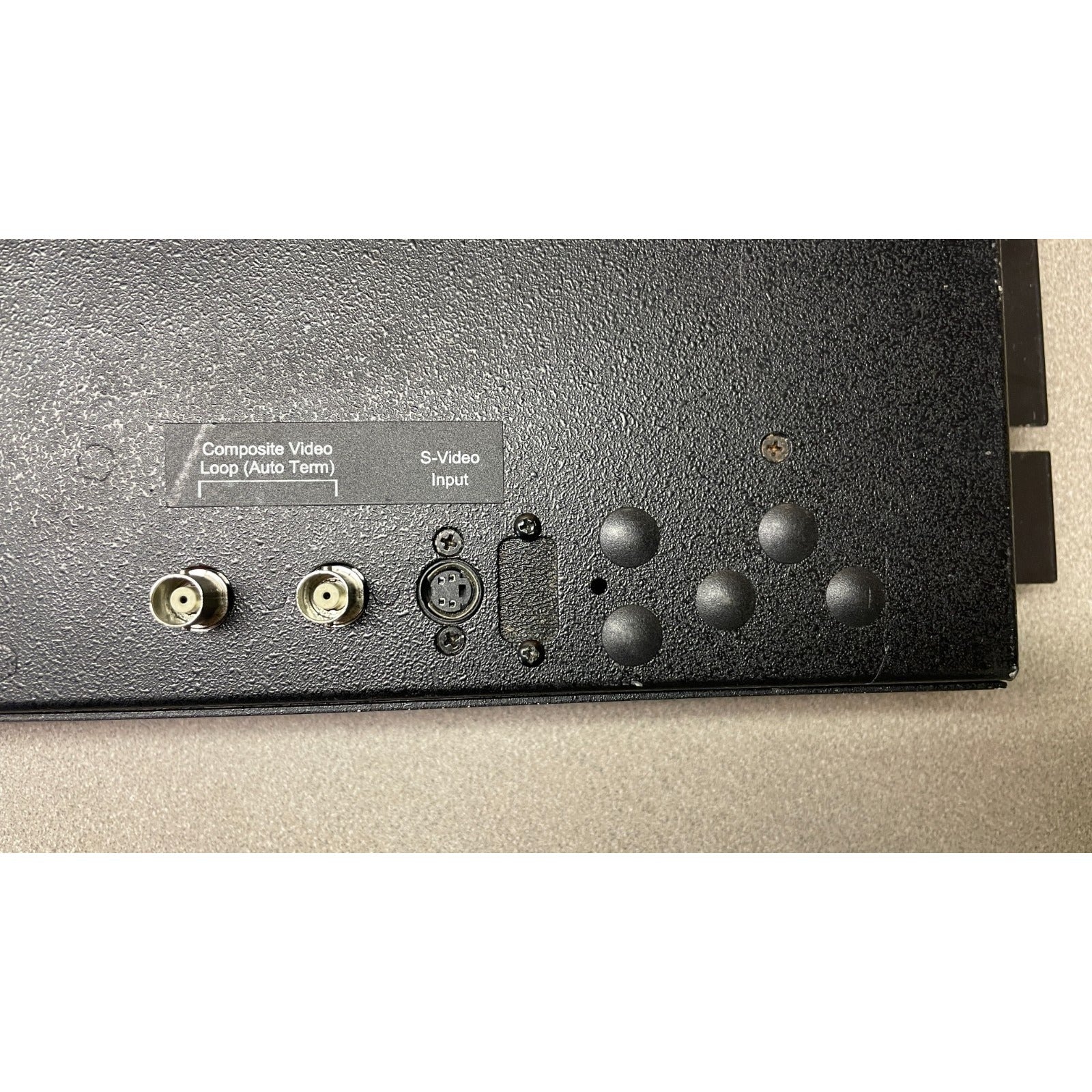 Boland ViewPort 8.4" Multi Sync Video Monitor Model v084ax2 closeup of right side of back panel connections