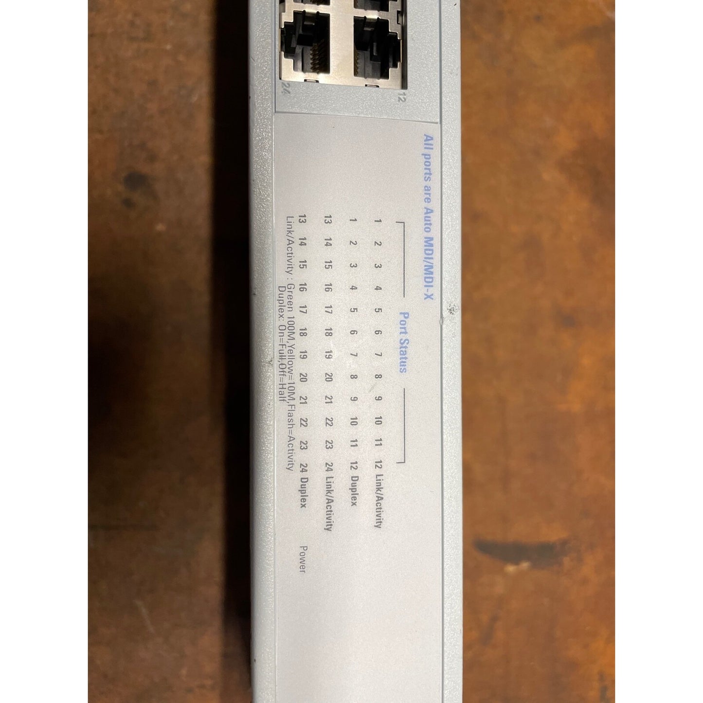 3Com Baseline Switch 2024 center of front panel closeup status lights