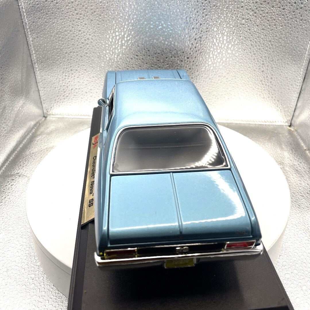 Maisto Chevrolet Nova SS Blue Dies Cast with Base, Scale: 1/18 rear view